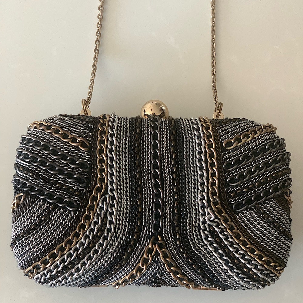 Zara Metallic Chain Clutch